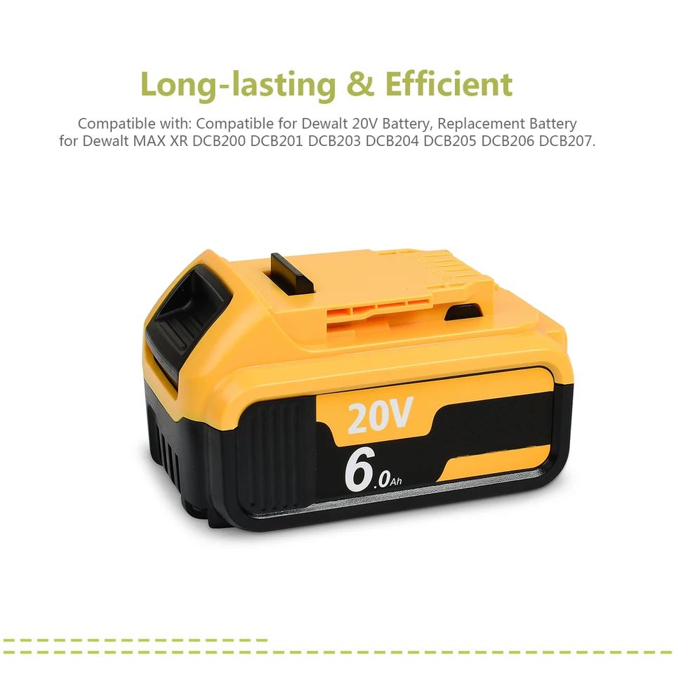 Dewalt Impact Driver 6000mAh DCB205 Replace For Dewalt 20V MAX XR Lithium Ion Battery-Pack DCB204 DCB200 DCB206 Dewalt Drill