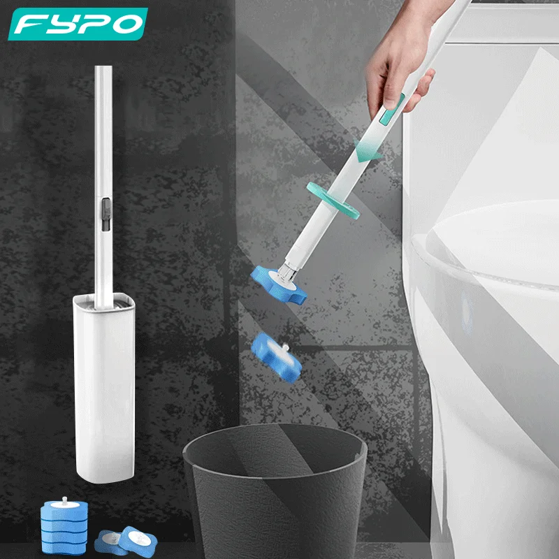 Disposable Toilet Brush with Cleaning Liquid Wall-Mounted Cleaning