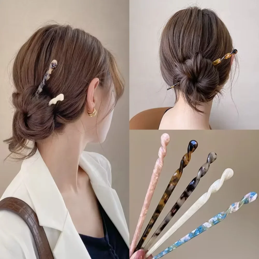 Chinese Style Hair Sticks Vintage Acetate Resin Chopstick Women Hairpins Hair Clip Pin Headwear Wedding Hair Jewelry Accessories