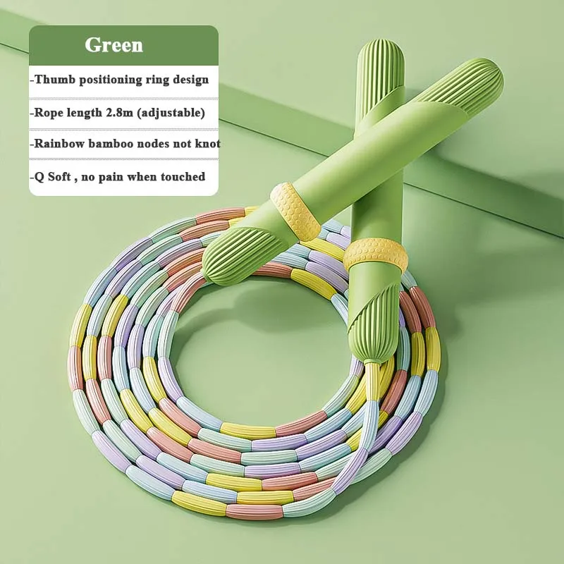 Jump Rope 2.8M Bamboo Joint PVC Beginners Adult Children Soft Beaded No Tangle Segmented Fitness Exercise