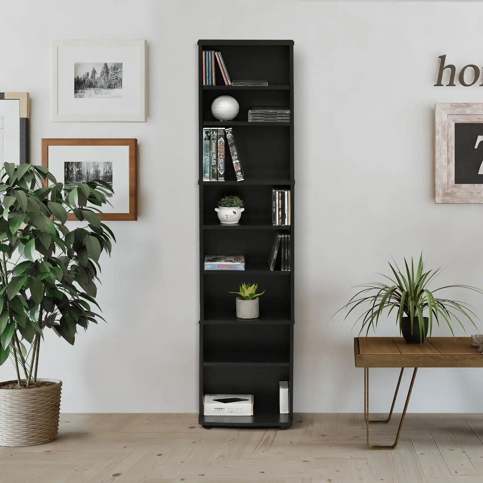 

Furinno JAYA Space Saving Multimedia Storage Tower Durable engineered wood construction Easy to assemble