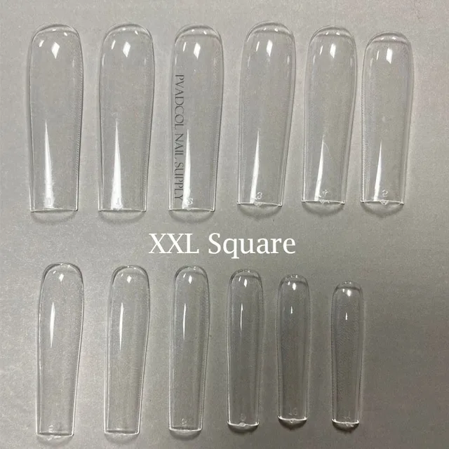 XXL Clear Square Full Cover Press On False Nail Tips Extra Long Nails Straight Shape False Tips UV Gel Manicure Tool Fake Finger XXL Square  240pcs