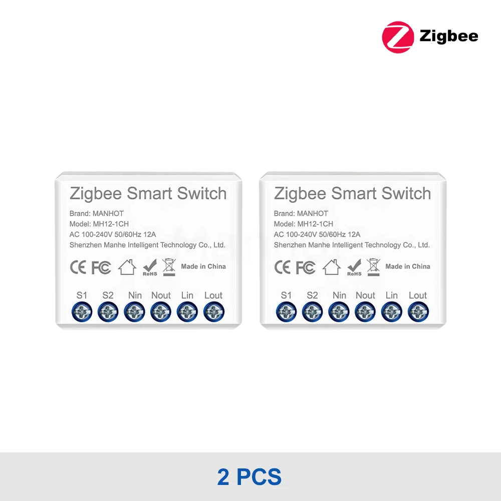 Smart Zigbee Mini Light Switch Module, 16A, with Voice Control Integration