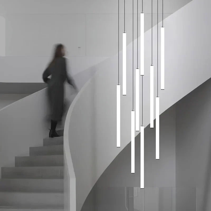 Modern-Minimalist-Stair-Pendant-lights-Strip-Lamp-Duplex-Building ...