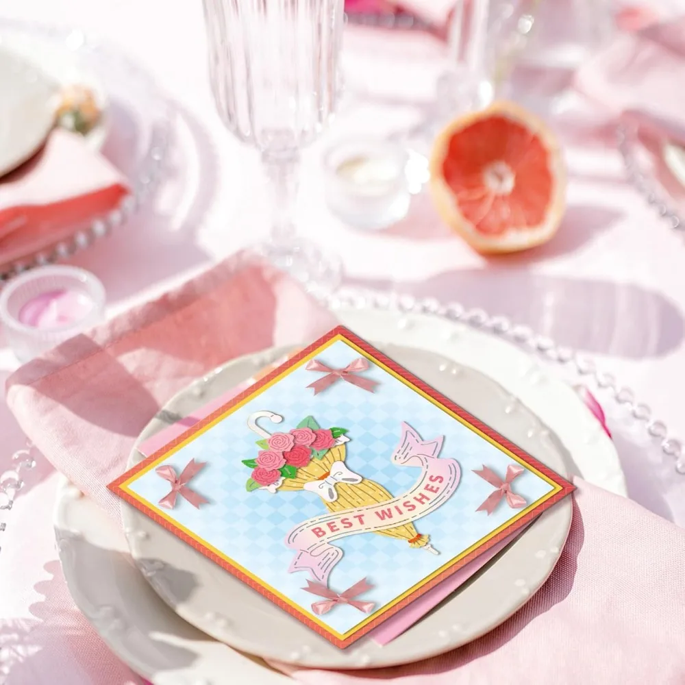 빅토리아풍 우산 커팅 다이, 카드 제작용 3D 레이스 우산 금속 다이 컷, 꽃 우산 다이 컷, DIY용 다이 컷