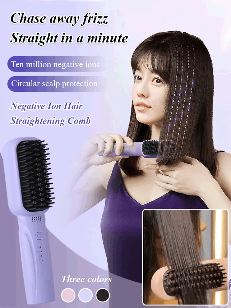 Portable wet and dry anionic comb home dorm room portable hair comb wireless charging version