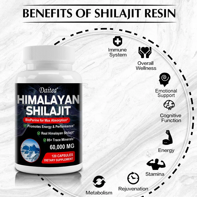 Pure Himalayan Shilajit Capsules for Energy and Wellness