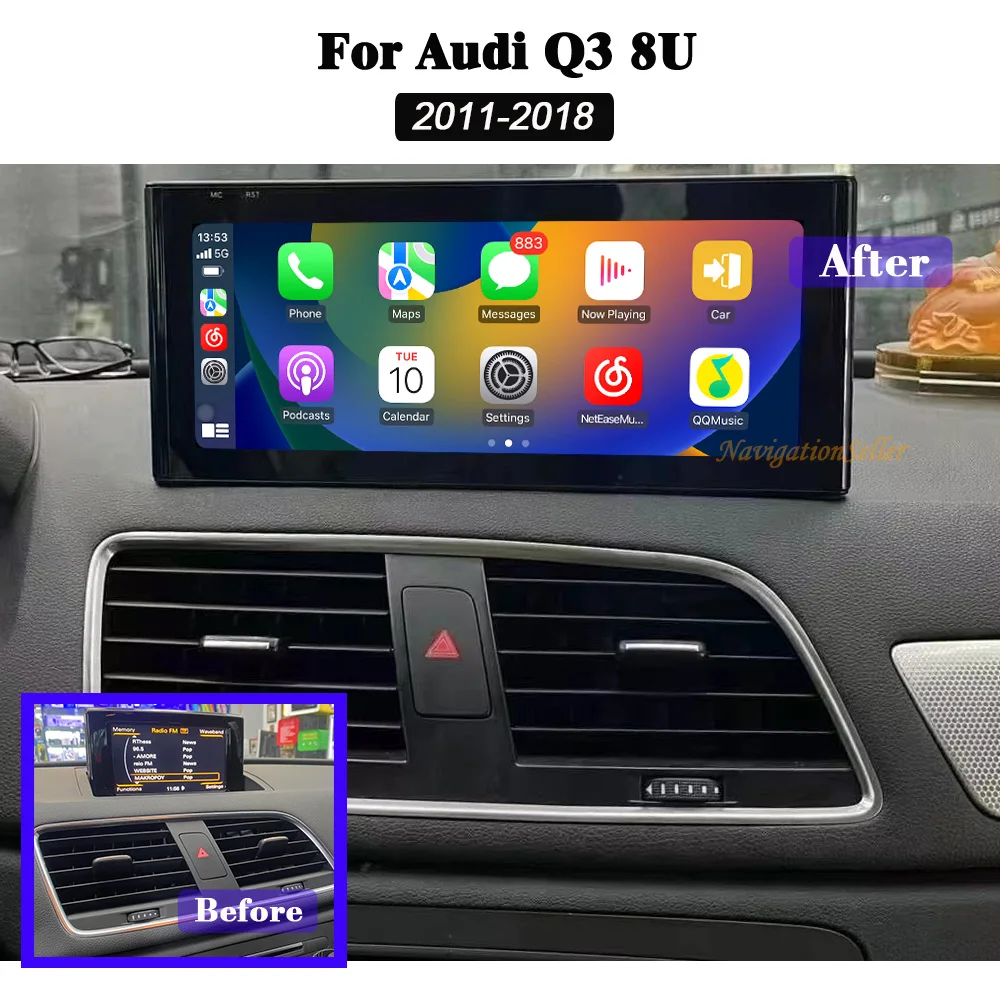 

VIGOHI For Audi Q3 8U 2011-2018 Android 13 Car GPS Head Unit Wireless Carplay Touch Screen Navigation Multimedia Player Stereo