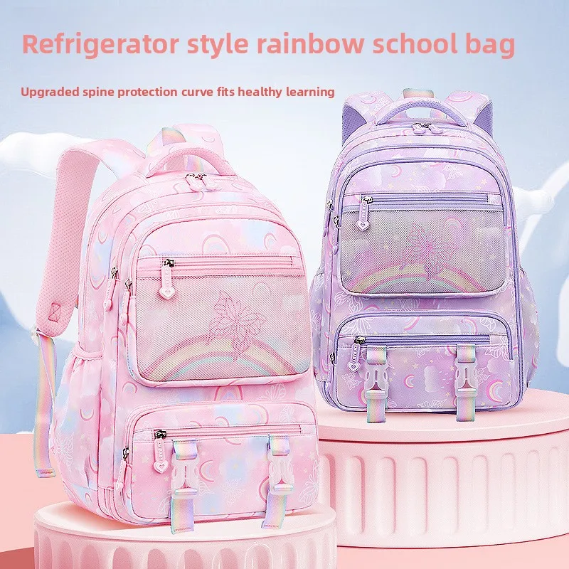 Girls Side Opening Backpack Waterproof Lightweight Ergonomic Large Capacity Kids School Shoulder Bag for Elementary Students 1