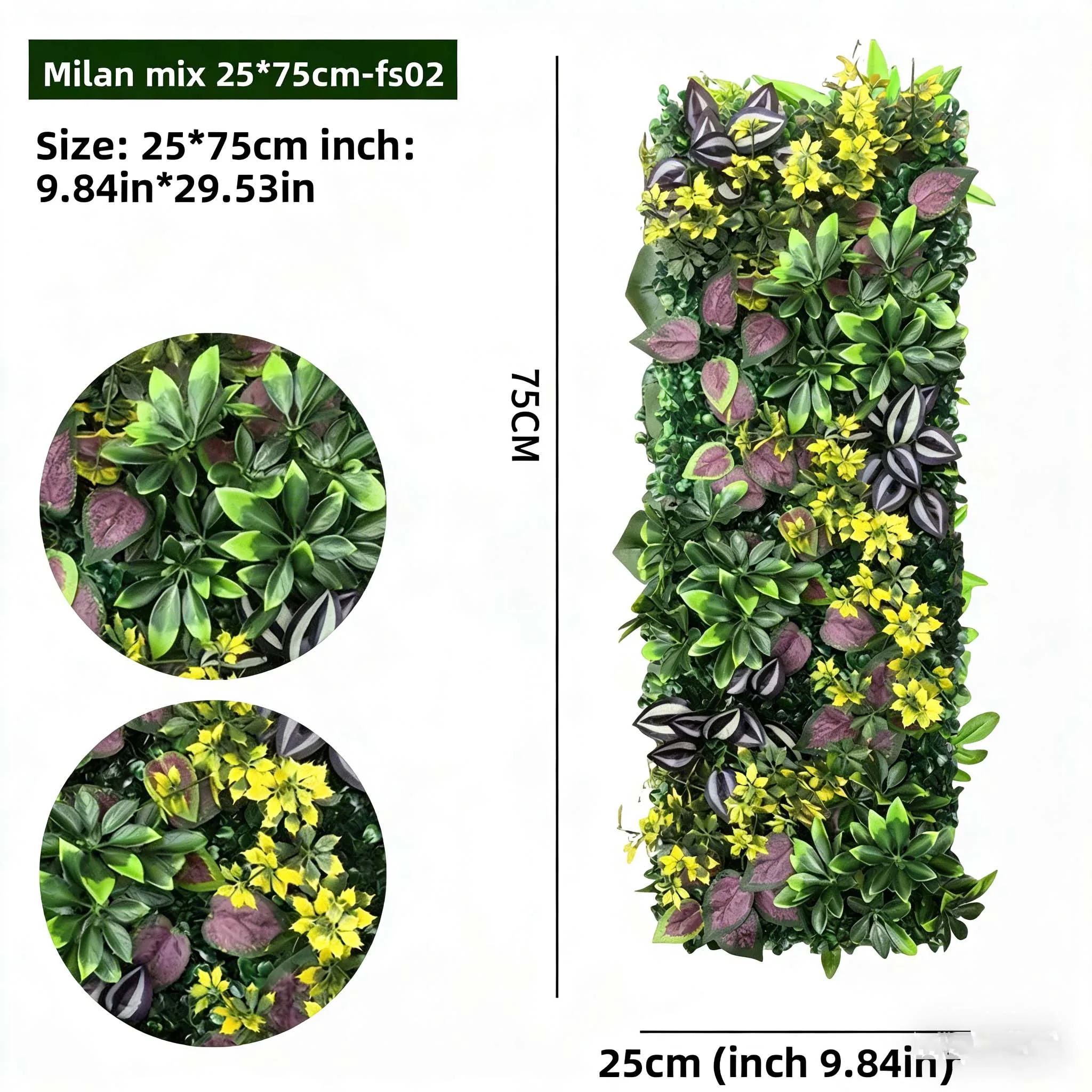 ตัวเลือกสินค้า แผ่นผนังต้นไม้สีเขียวขนาด 75x25 ซม. แผ่นหญ้าเทียมสำหรับตกแต่งผนัง ฉากหลังสำหรับตกแต่งภายนอก แผงรั้วบังตาสำหรับตกแต่งสวนบ้าน