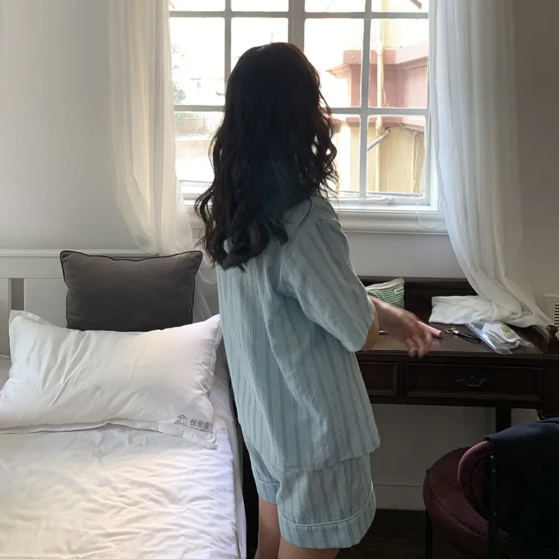 Summer Short Sleeve Shorts Pajama Set Women's Pajamas Sweet Students Can Wear Home Clothes Set Korean Style 2024 Hot Sale Spring
