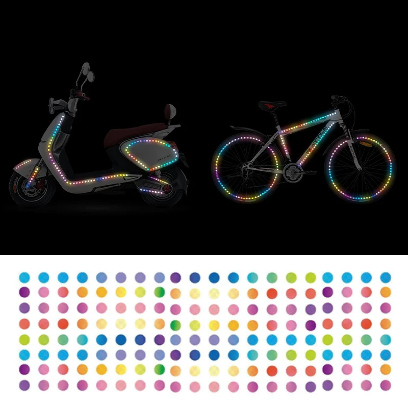 SEAMETAL 20/40PCS Car Wheel Hub Reflective Stickers Rainbow/Breakpoint Waterproof Strips Luminous Tapes for Car Bike Motorcycle