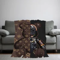 Fashion B-BearbricksS Printed comfortable and soft sofa living room bedroom Plush blanket suitable for home travel and gifts 2