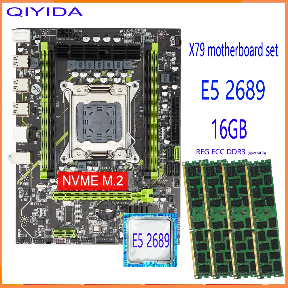 Qiyida X79 Conjunto De Placamãe Com Combos Lga2011 Intel Xeon E5 2689