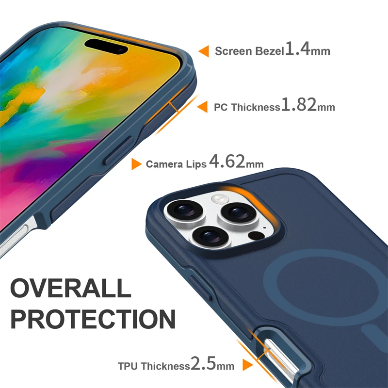 Magnetic Dual Layer Armor Shockproof Matte Phone Case with Enhanced Protection