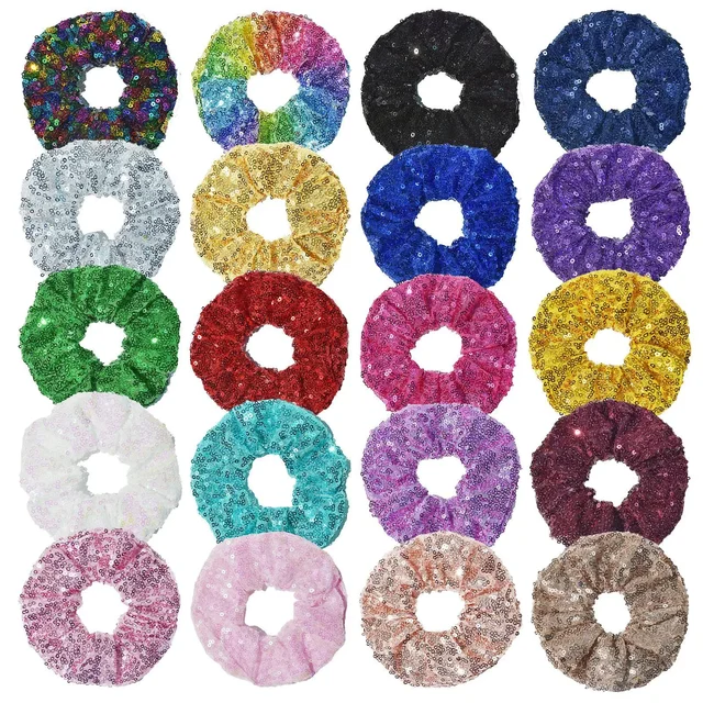 4.3inch Sparkly Sequin Scrunchies Glitter Hair Ties Ropes Colorful Elastic Hair Bands For Women Girls Kids Hair Accessories 1