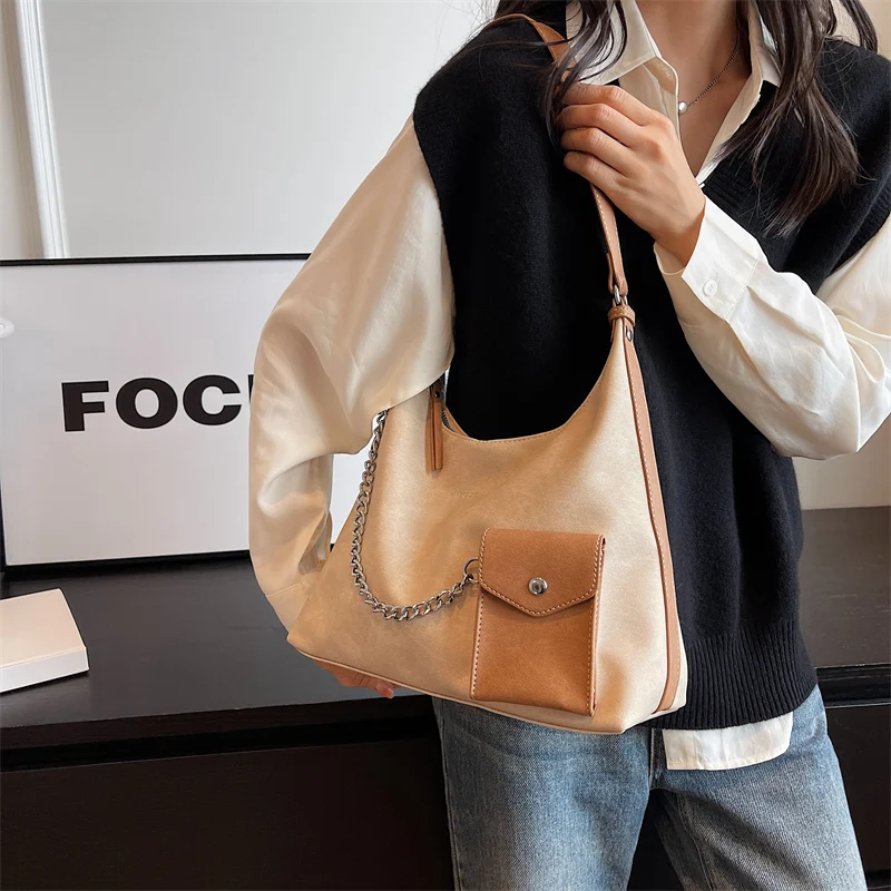 Women's PU Leather Chain Shoulder Tote Bag - Hobo Purse With Multiple Pockets, Fashion Handbag & Crossbody - View #14