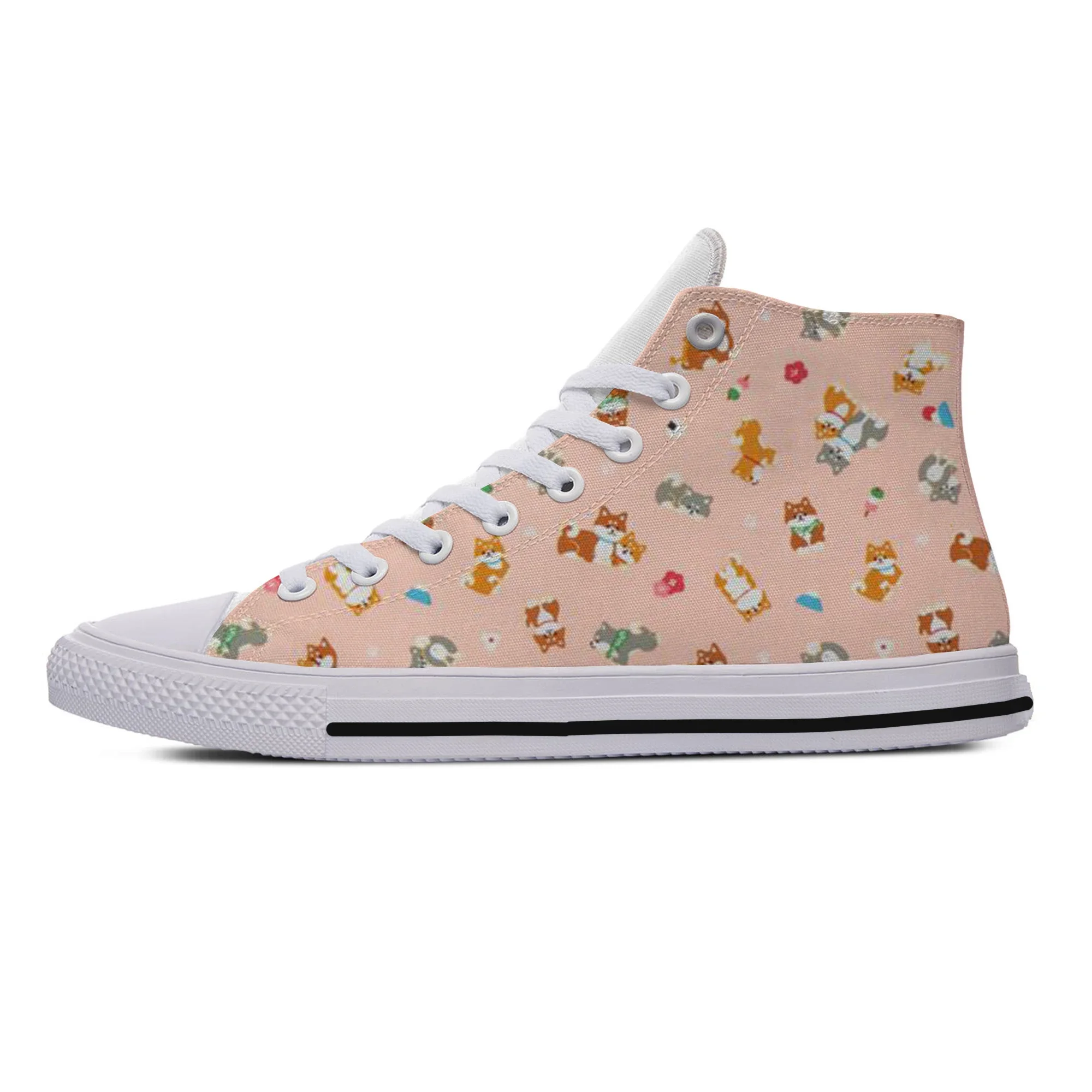 Hot Summer Shiba Inu Animal Pets Dog Cut Kawaii Lightweight High Top Canvas Shoes Men Women Casual Sneakers Fashion Board Shoes
