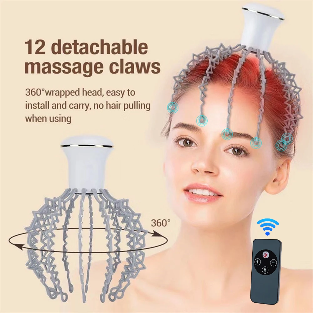 

Electric Octopus Scalp Massager Vibration Head Massager for Relax & Stress Relief Red Light Therapy Improve Sleep Fatigue Relax