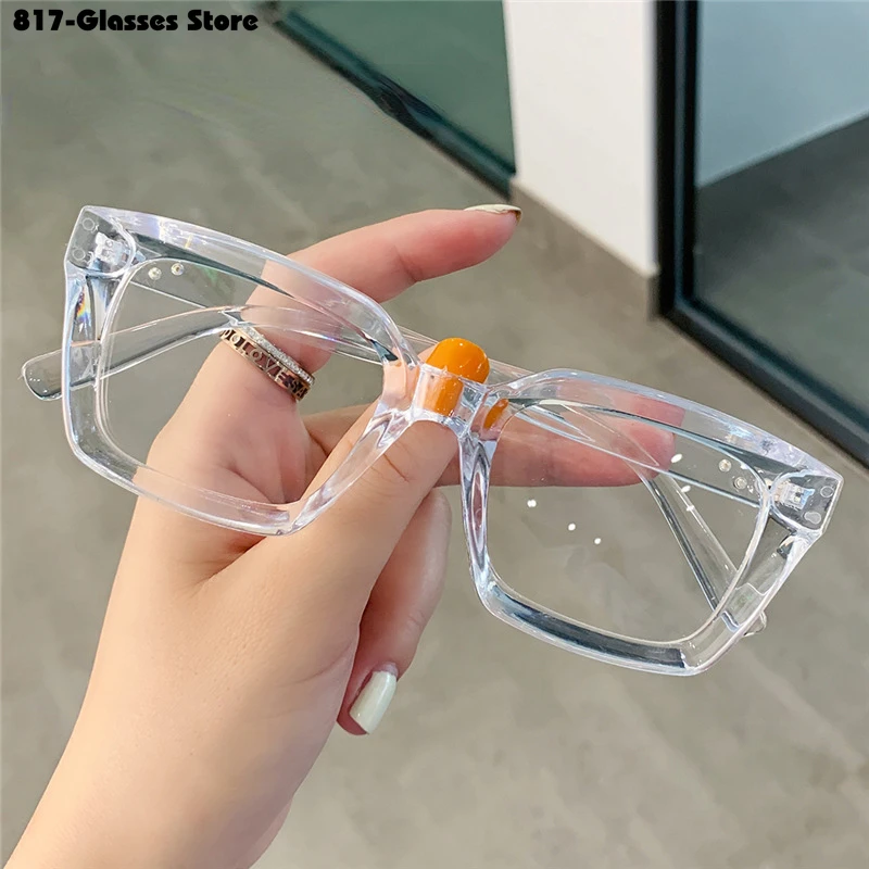 Hot Square Transparent Glasses  Anti Blue Light Eyewear Computer Mobile Phone Spectacles Flat Lens Comfortable