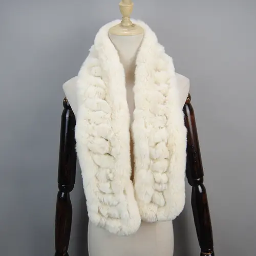 2026 New Arrivals Women Real Rex Rabbit Fur Scarf Lady Fashion Knitted Warm Soft Winter 100% Natural Real Rex Rabbit Fur Muffler - Image 15