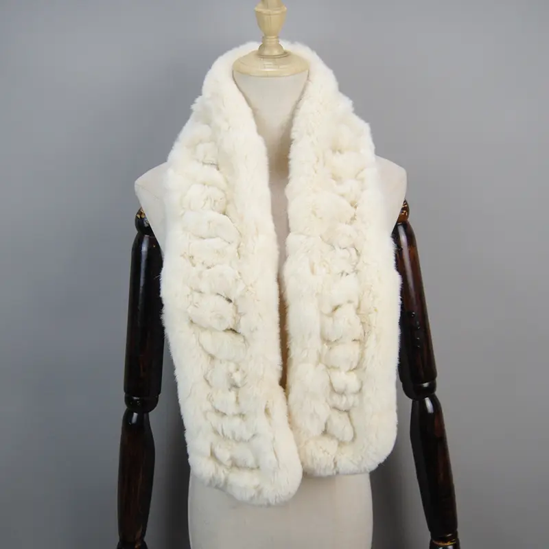 2026 New Arrivals Women Real Rex Rabbit Fur Scarf Lady Fashion Knitted Warm Soft Winter 100% Natural Real Rex Rabbit Fur Muffler - Image 15