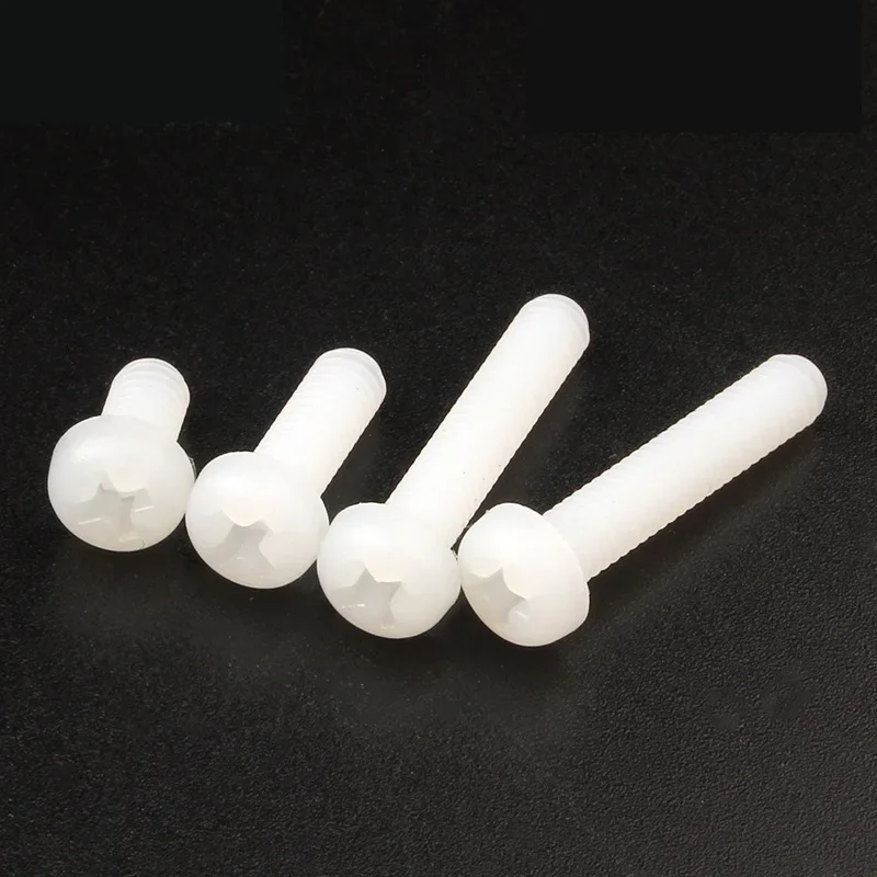 Tornillos Máquina Nylon M2.5x10mm - Phillips Cabeza Pan Negro, Pack 50 Unidades