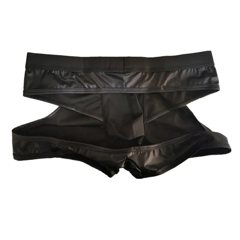 Men's Hollow Back Jockstrap Faux Leather Lingerie