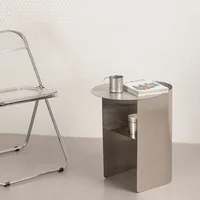 Nordic Light Luxury Stainless Steel Living Room Simple Creative Modern Sofa Balcony Coffee Table Bedroom Nightstand Movable 5