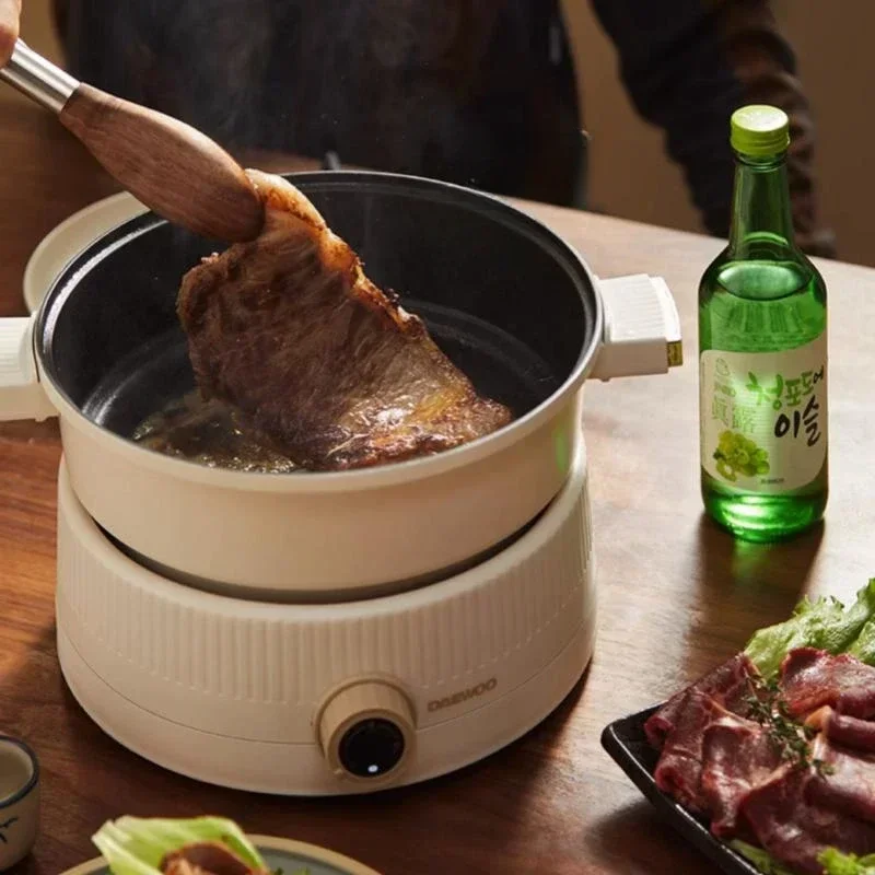 DAEWOO Split Type Multicooker Kitchen Electric Pot Steam Stew Multifunctional Cooking Pots Home 3.5L Hotpot 1360W Pot Cooker 3