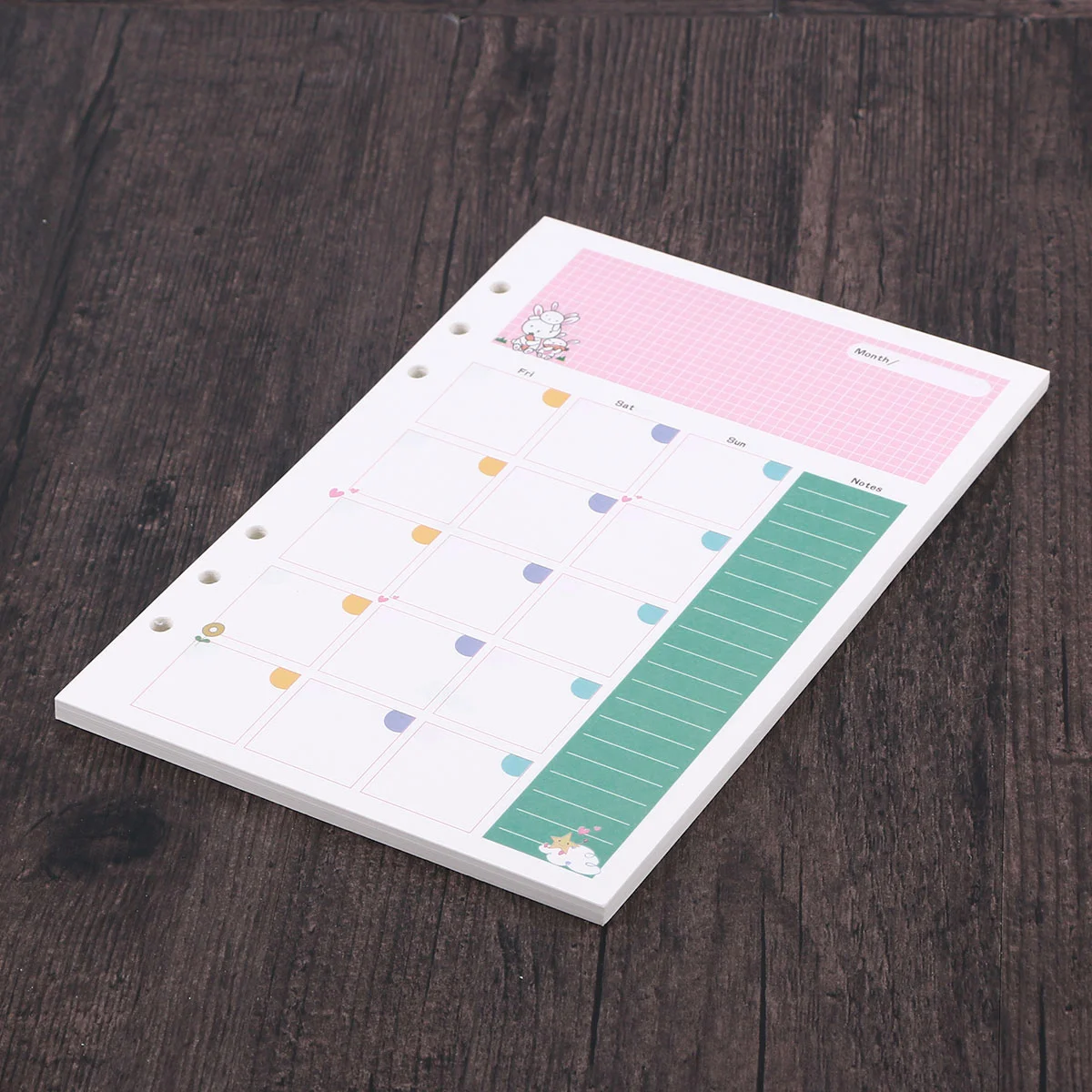 

Colorful A5 Size 6 Holes Planner Paper Refills for Spiral Notebook High Quality Filler Paper for Monthly Planner and Notepad