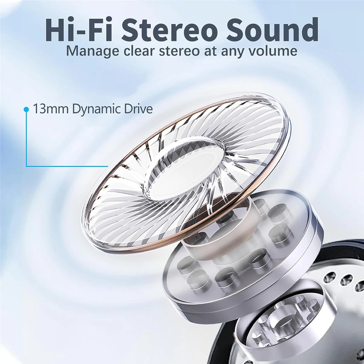 Wireless Earbuds Bluetooth Headphones Stereo Sound Ear Buds IPX7 Waterproof Over Ear Earphones for Sports/Phone/Laptop