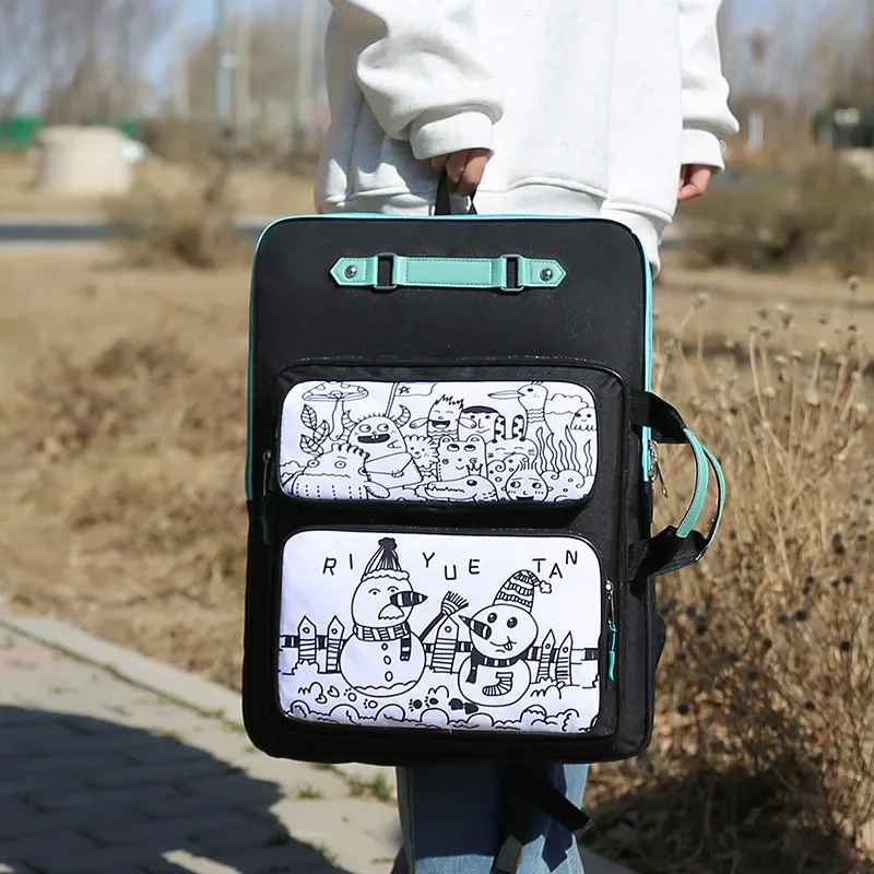 방수 어린이 그림 보드 가방, 8K 아트 포트폴리오 휴대 아트 베낭가방, 휴대용 학생 그래피티 정리함 가방, WC146