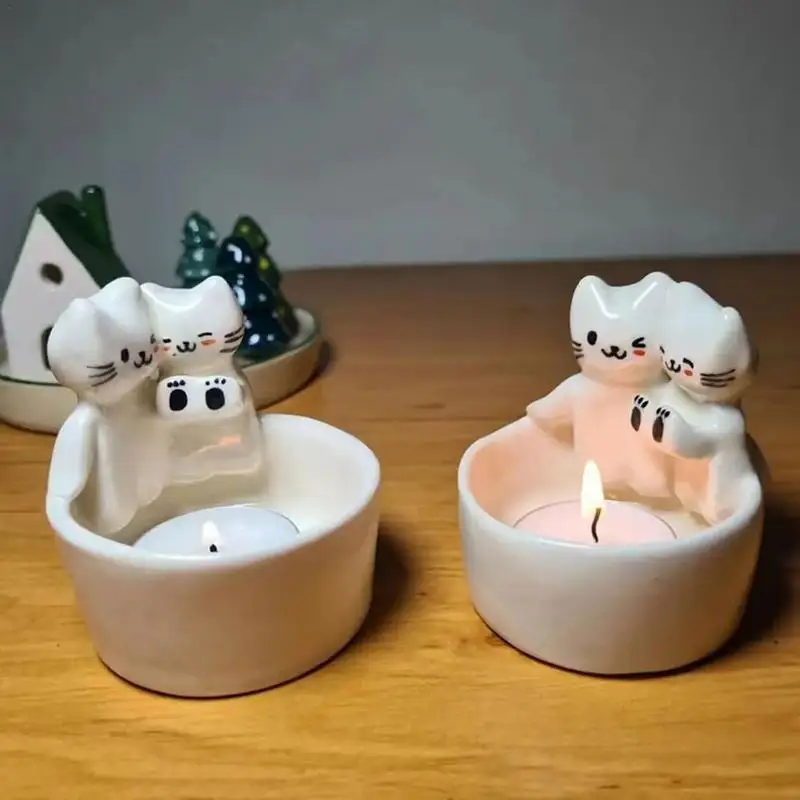 

Creative Kitten Candle Holder Cat Warming Paws Candle Holder Cute Grilled Cat Aromatherapy Candle Holder home desktop decor