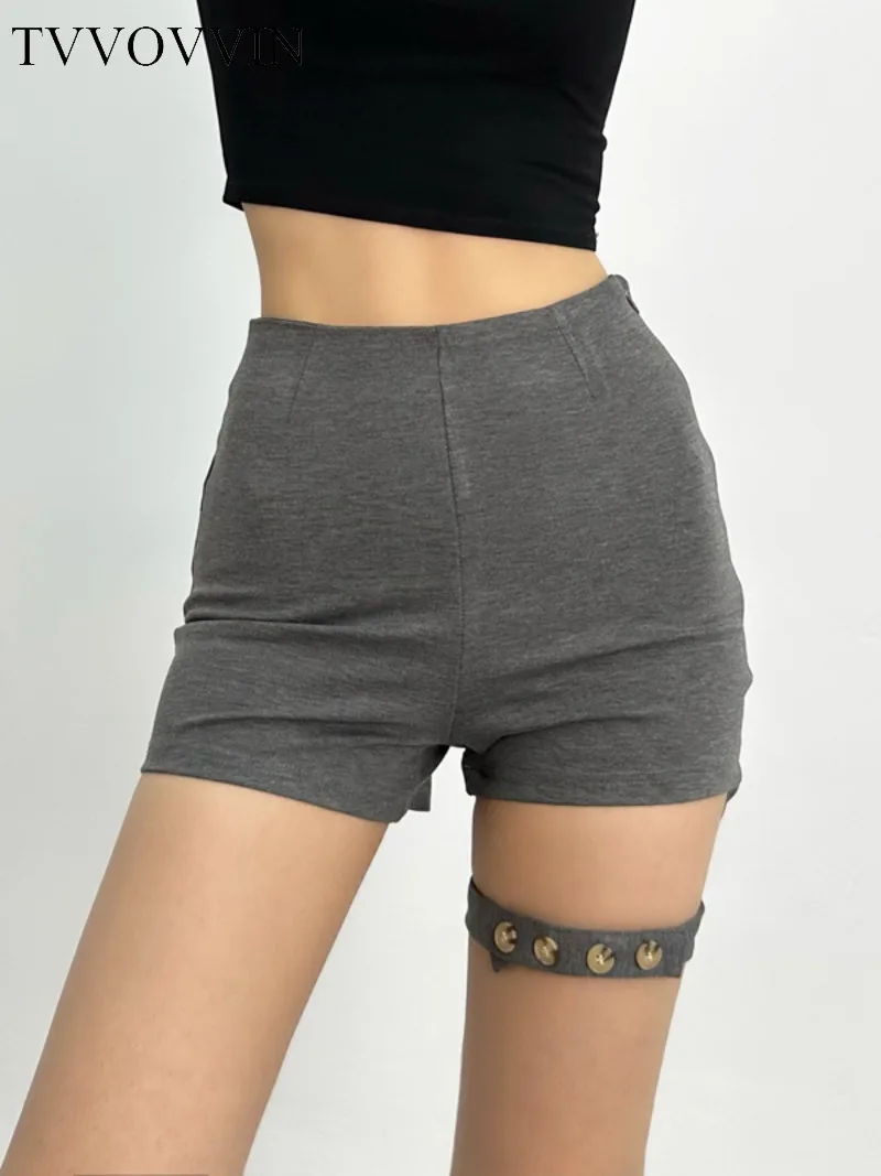 

TVVOVVIN 2023 Summer New Women's clothing Sexy Spicy Girls High Waist Wrapped Hip Solid color Slim Fashion leggings Shorts EPT2