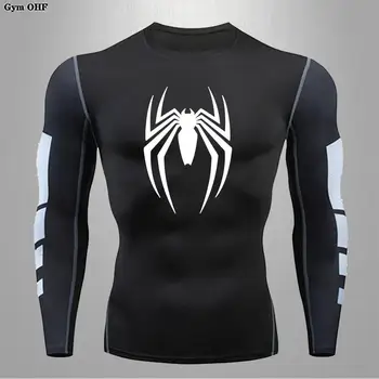 Spider Men Sports Rashgard T-shirt a maniche corte Stampa Compressione Corsa Allenamento Bodybuilding T-shirt ad asciugatura rapida