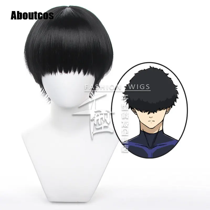 

Aboutcos BLUE LOCK Niko Ikki Cosplay Wig Men Black Role Play Party Halloween Cosplay Anime Cosplay Heat Resistant Synthetic Wigs