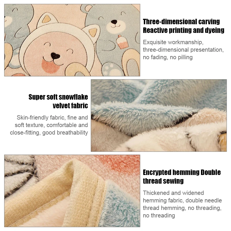 Velvet Bed Sheet Cartoon Bear Thickened Winter Warm Blanket Version Bed Cover Queen King Bedspread Home Decor Coverlid 5