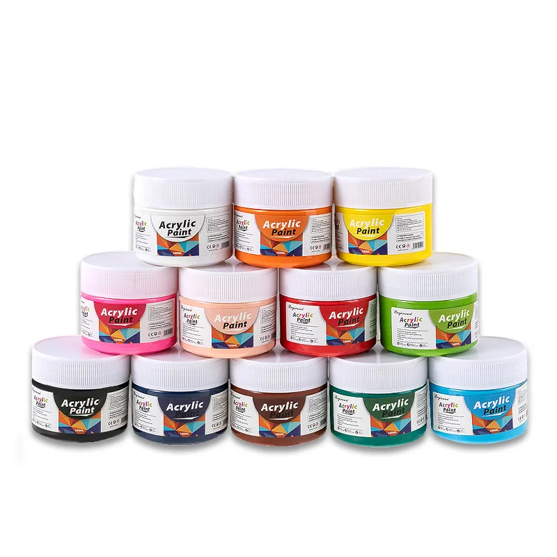 방수 아크릴 페인트, 무독성 벽 돌, 조각 색칠, DIY 의류 아트 그래피티 페인트, 12 색, 100ml