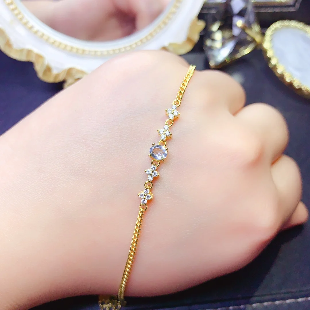 

New Women's bracelet Pure Natural Sapphire 925 sterling Silver Simple Generous luxury gem Christmas gift ladies free shipping