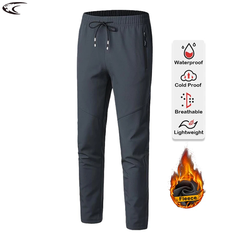 LNGXO Men Women Fleece Hiking Pants Softshell Trekking Climbing Camping Ski Pants Unisex Outdoor Waterproof Winter Warm Trousers