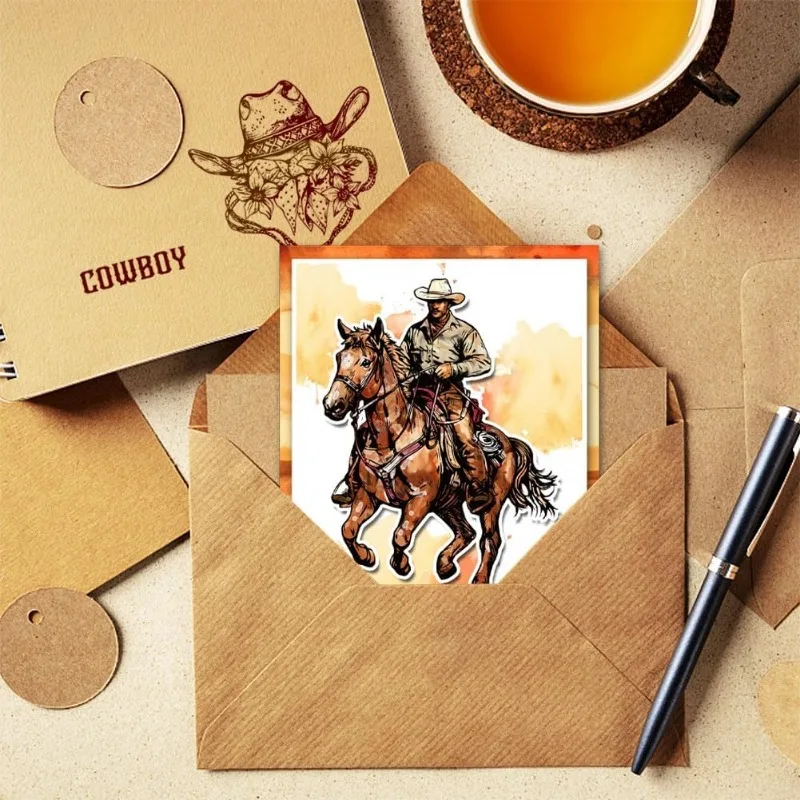 Cowboy Clear Stamps for Cards Making Wild West Clear Stamp Seals 5.91x5.91inch Transparent Stamps for DIY Scrapbooking 1Sheet clear stamps,clear rubber stamps