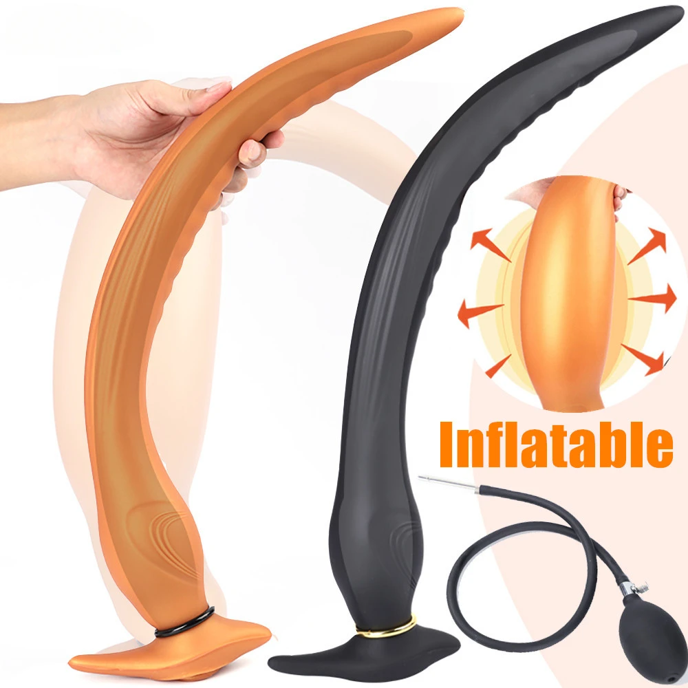 Inflatable Long Eel Anal Plug Huge Butt Plug BDSM Vagina Anus  