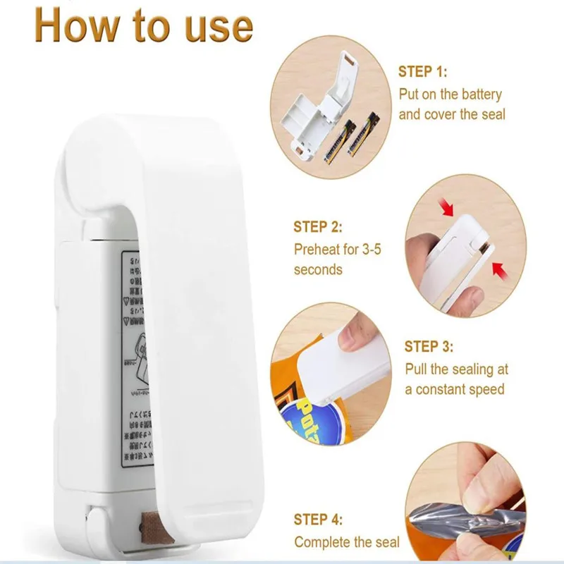 Mini Bag Sealer Food Package Sealing Bags Tool Thermal Plastic Bag Closure Smart Gadget Kitchen Portable Magnetic Heat Sealer mini sealer plastic bag sealer