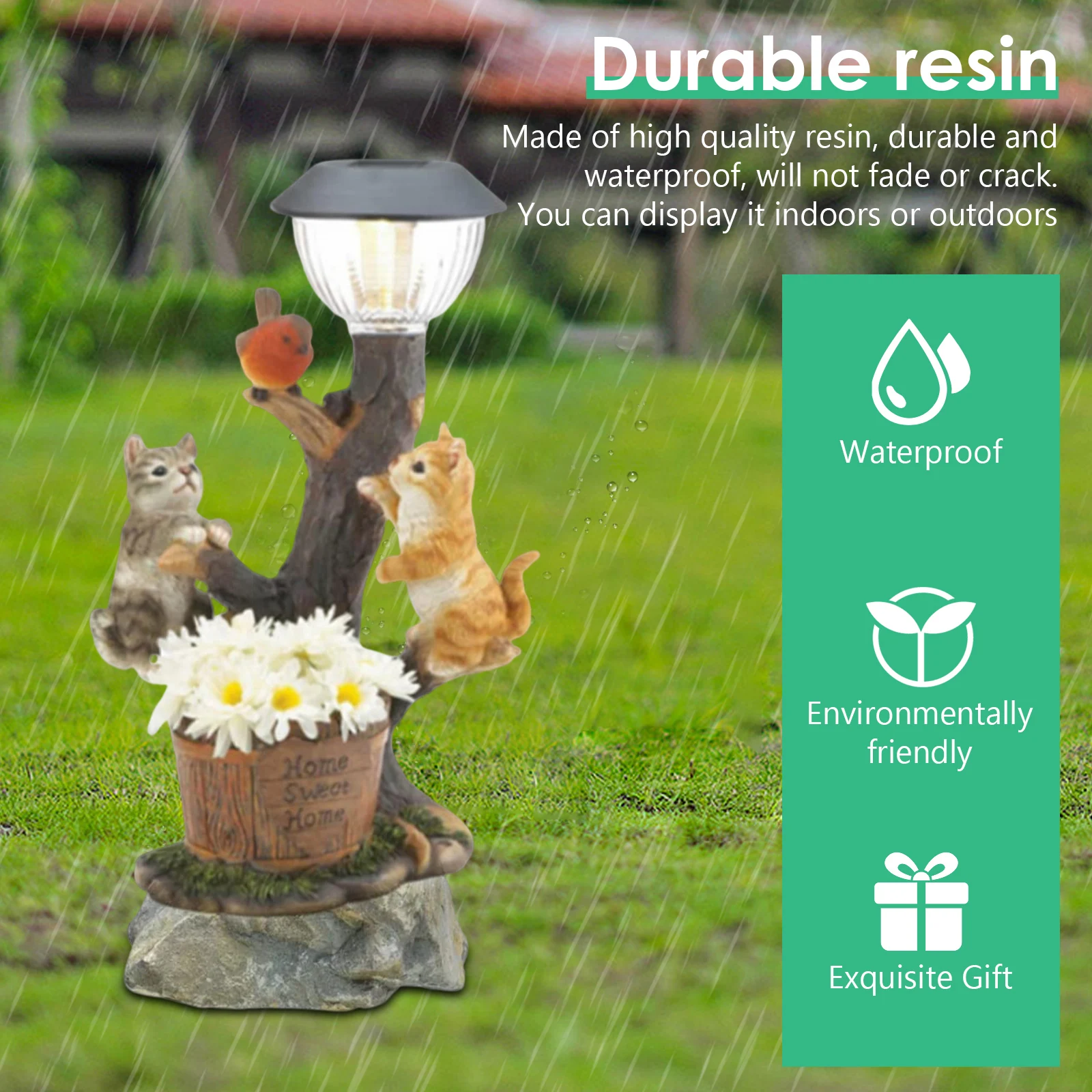 Solar LED Animals Figurine Resin Light Decorative Figurine With Light Outdoor Garden Lawn Holiday Gifts Home Decor For Courtyard