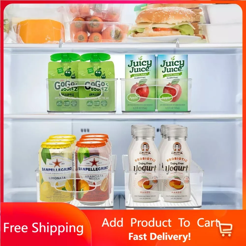 

Plastic Storage Bins Stackable Clear Pantry Organizer Box Bin Containers for Organizing Kitchen Fridge,Bathroom Supplies(2-Pack)