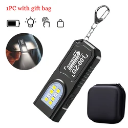 Compact COB LED Keychain Flashlight - USB - C Rechargeable, Waterproof, Portable Pocket Lamp (1PC with gift bag)