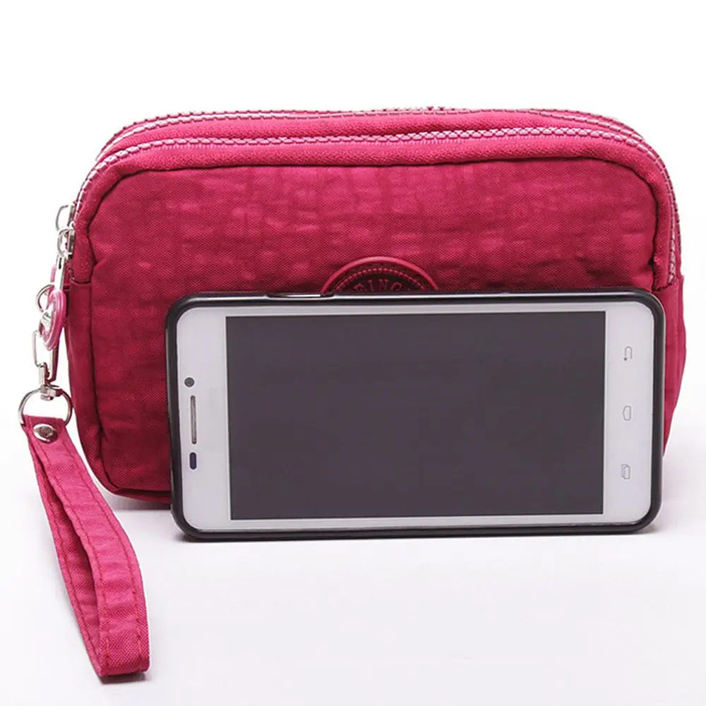 Coin Purse Makeup Bags Solid Color Cosmetic Bags Korean Style Wallets Women Wallets Three Zippers Bags Wrinkle Clutch Bag 2
