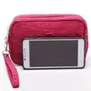 Coin Purse Makeup Bags Solid Color Cosmetic Bags Korean Style Wallets Women Wallets Three Zippers Bags Wrinkle Clutch Bag 2