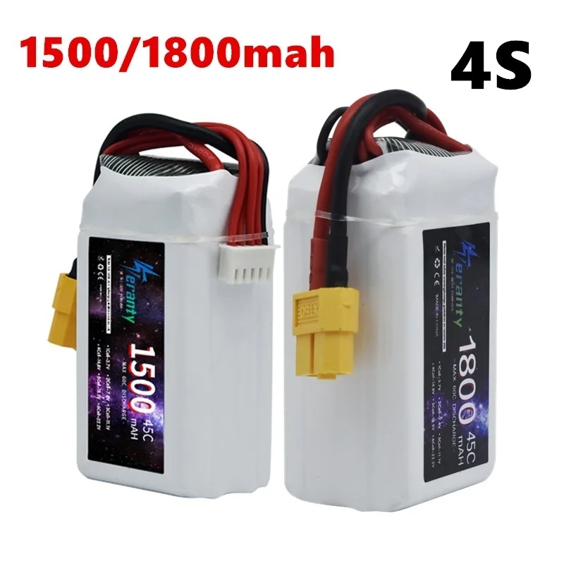 

4S 14.8V Lipo Battery 1500mAh 1800mAh 45C With XT60 Deans Plug For RC FPV Drone Quadcopter Airplane Helicopter Car Racing Hobby